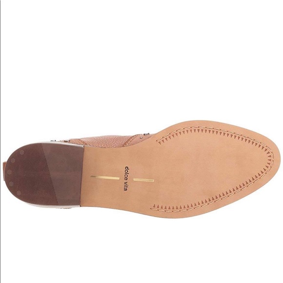 Leather Ankle Booties Dolce Vita Womens Cognac NWT - Picture 5 of 7